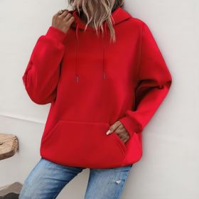 Women's Loose And Fashionable Casual Hoodie (Option: Red-XL)