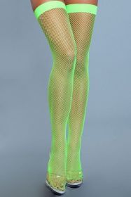 1931 Nylon Fishnet Thigh Highs (Color: Neon Green)