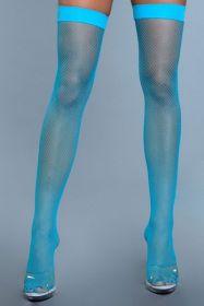 1931 Nylon Fishnet Thigh Highs (Color: Turquoise)