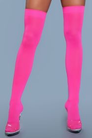 1932 Opaque Nylon Thigh Highs (Color: Neon Pink)