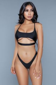 1975 Gianna 2 Piece Swimsuit (Color: Black, size: S)