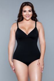 2003 What A Waist Shapewear Bodysuit (Color: Black, size: L/XL)