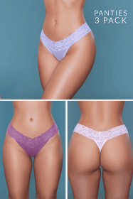 2201 Mila Thong 3 Pack (Color: Pink/Lavender/Rosewood, size: S)