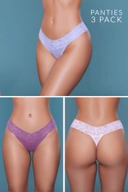 2201 Mila Thong 3 Pack (Color: Pink/Lavender/Rosewood, size: L)