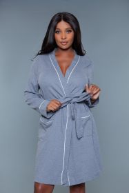 2258 Waffle Robe (Color: Grey, size: L/XL)
