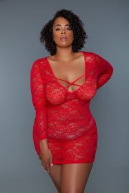 2247P Lynn Chemise (Color: Red, size: 1X)