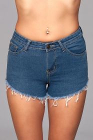J12 Zip Me Up Denim Shorts (Color: Blue, size: M)