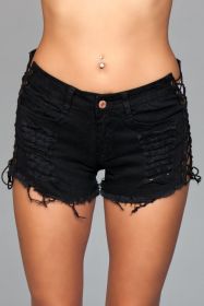 J5 Looped in Distress Shorts (Color: Black, size: M)