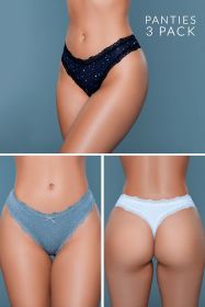 22063PK Jade Thong 3 Pack (Color: Black-Grey-White, size: M)