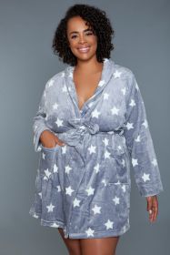 2259 Kaylee Robe (Color: Dark Grey/White, size: S/M)