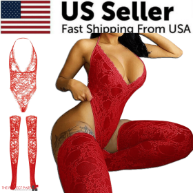 Women Lace Sexy Lingerie Nightwear Babydoll Sleepwear Bodysuit Dress Plus Size (Lingerie Size: Small, Lingerie Color: Red)