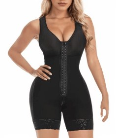 Fajas Colombianas Shapewear for Women Tummy Control Post Surgery Full Body Shaper Butt Lifter with Zipper Crotch skimsbodysuits solleonnewfajascu (Color: Black, size: XXXL)