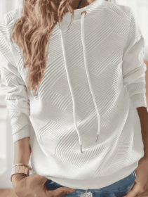 Neck Drawstring Pullover Sweatshirt (Option: White-M)