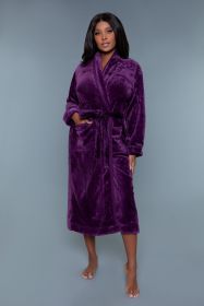 2260 Helena Plush Robe (Color: Purple, size: 2X/3X)