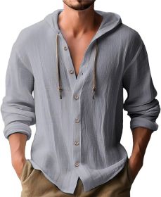 Men's Casual Long-sleeved Top (Option: Gray-XXXL)