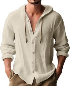 Men's Casual Long-sleeved Top (Option: Khaki-XXXL)