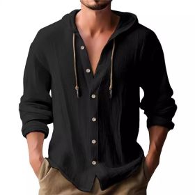 Men's Casual Long-sleeved Top (Option: Black-S)