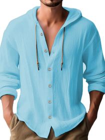 Men's Casual Long-sleeved Top (Option: Sky Blue-XXXL)